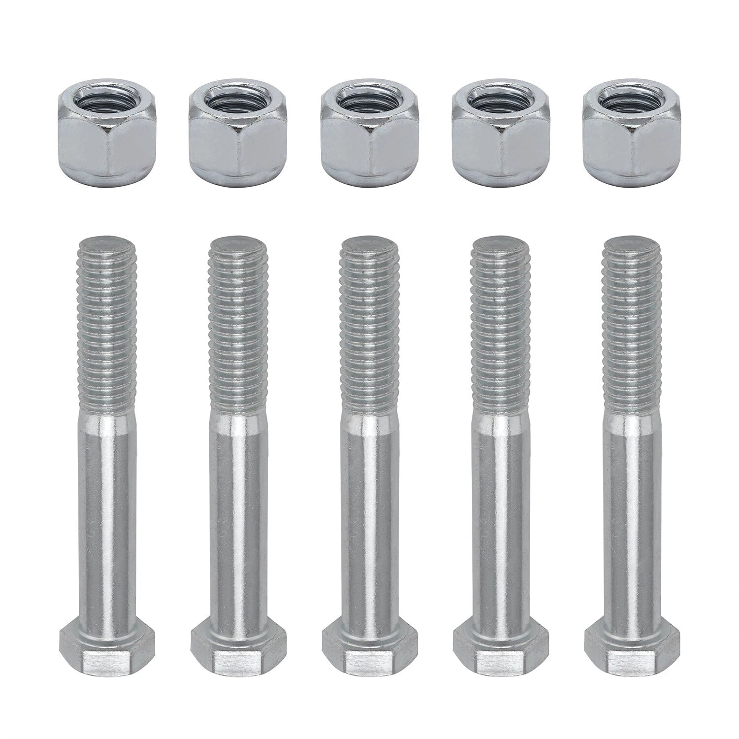 Set of 5 Grade 2 Shear Bolts 1/2" x 3-1/2" with Nylock Nuts for Rotary Cutters
