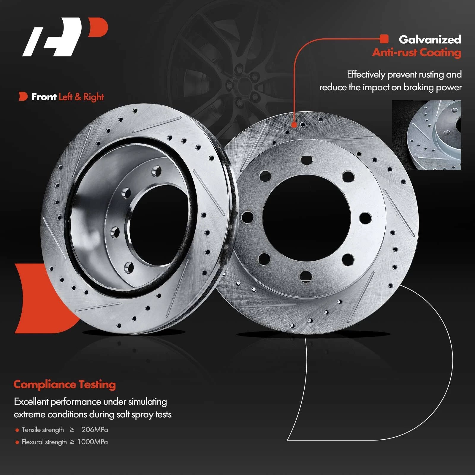 Set of 4 Drilled & Slotted Rotors for Chevy Express 2500