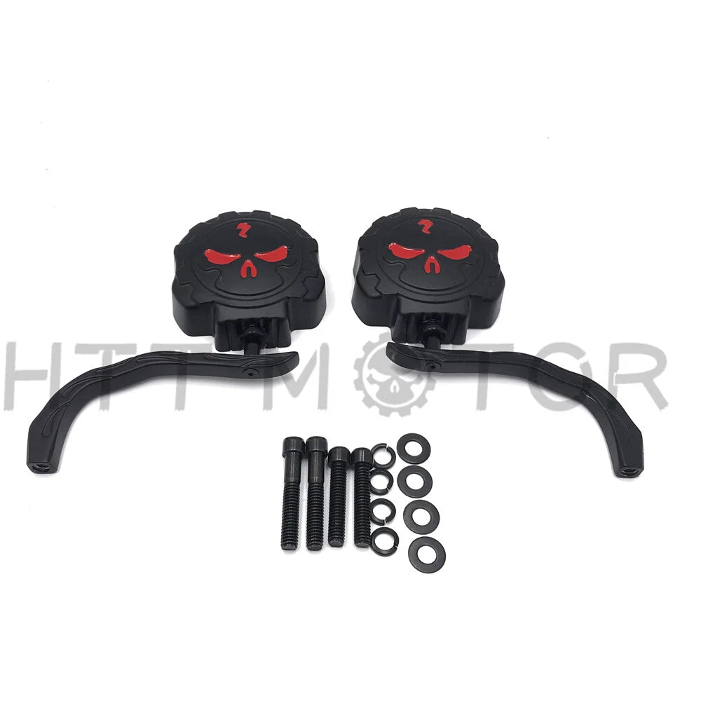 Chrome Skeleton Skull Side Mirrors for Universal Motorcycle (8mm 10mm)