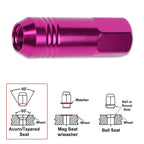 20Pc M12X1.25 Pink JDM Open End Conical Hex Wheel Lug Nuts + Extension 20mm