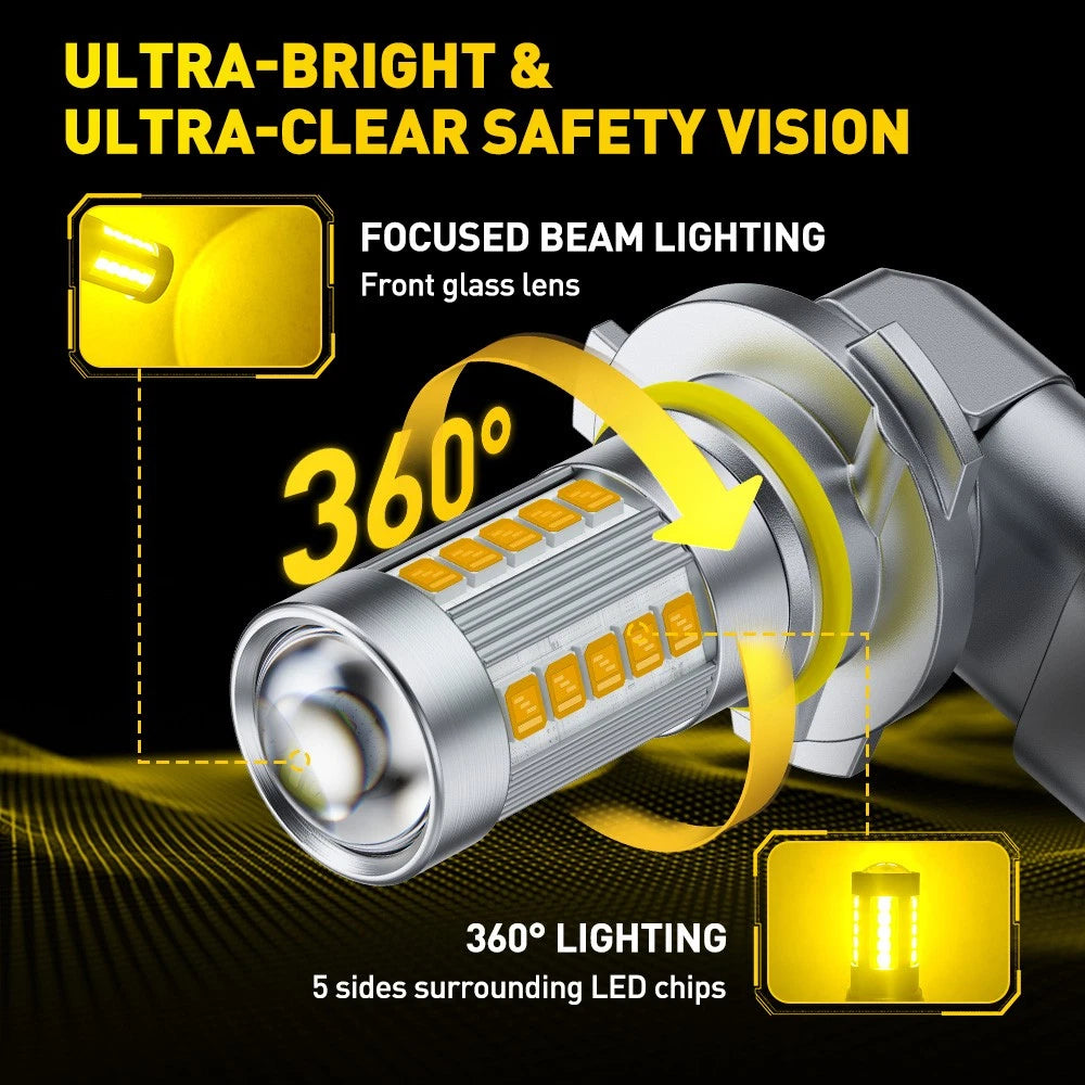 2X LED Headlight Bulb for AUXITO 9006 HB4 (CANBUS, 3000K Golden Yellow)