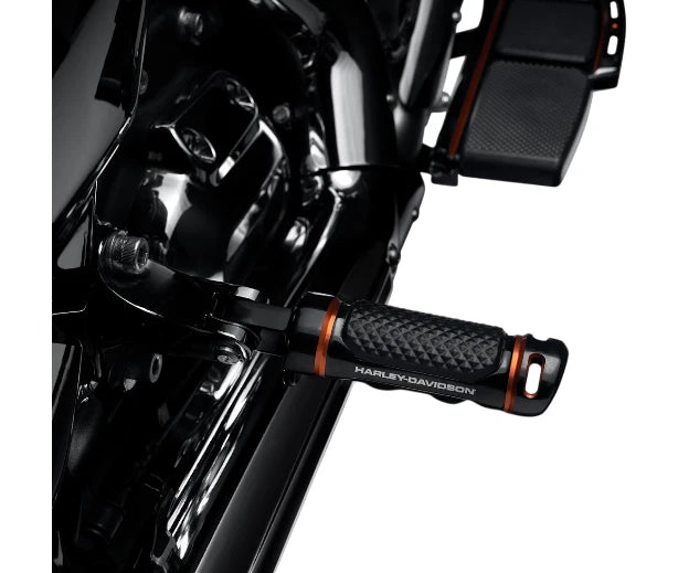 Passenger Footpegs for Harley-Davidson Touring (OEM 50502246) Black/Orange