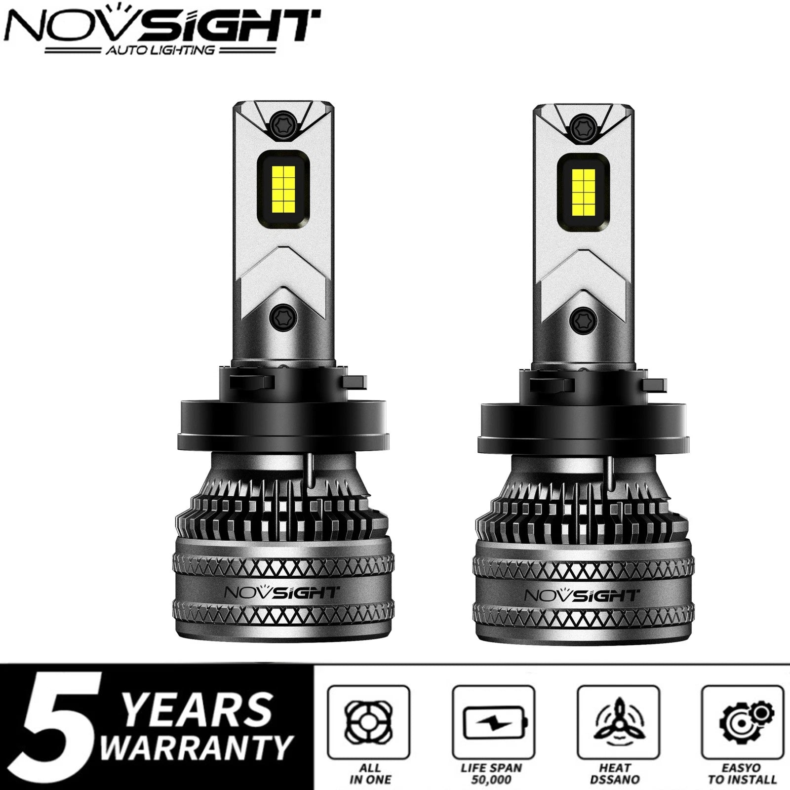 2X H11 H8 H9 LED Headlight Bulbs Kit 6500K 40000LM for