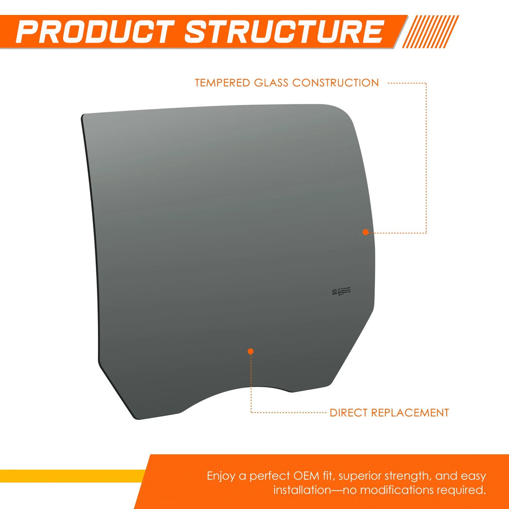 Rear Left Door Window Glass for Ford F-150 Crew Cab (2004–2014)