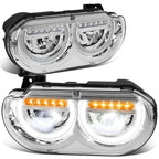 LED DRL Sequential Turn Signal Headlight Lamps for Dodge Challenger (2008–2014)