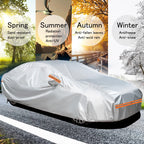 Silver Car Cover for Sedan (All Weather, Reflective Strips)