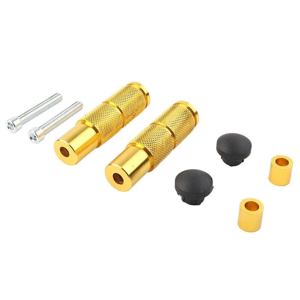 Set of 2 Universal Motorcycle Rear Footpegs Pedals Racing Yellow