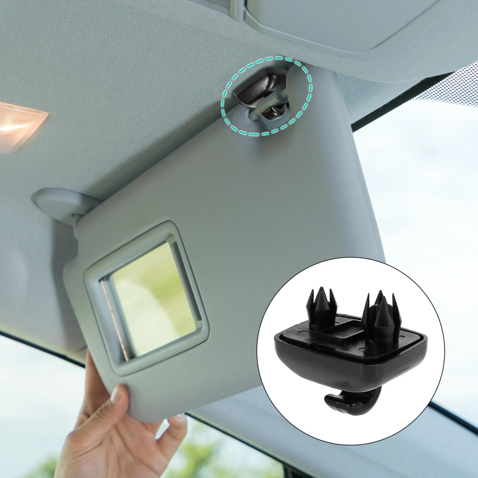 Set of 2 Black Sun Visor Hook Clip Retainers 8U0857562 for Audi RS4 (2007–2008)