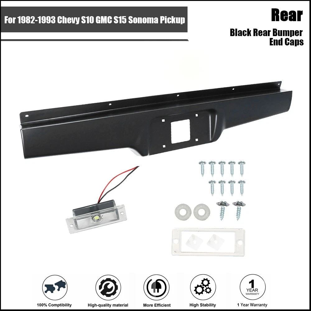 Rear Bumper Roll Pan with LED Light for Chevy S10 GMC S15 (1982–1993)