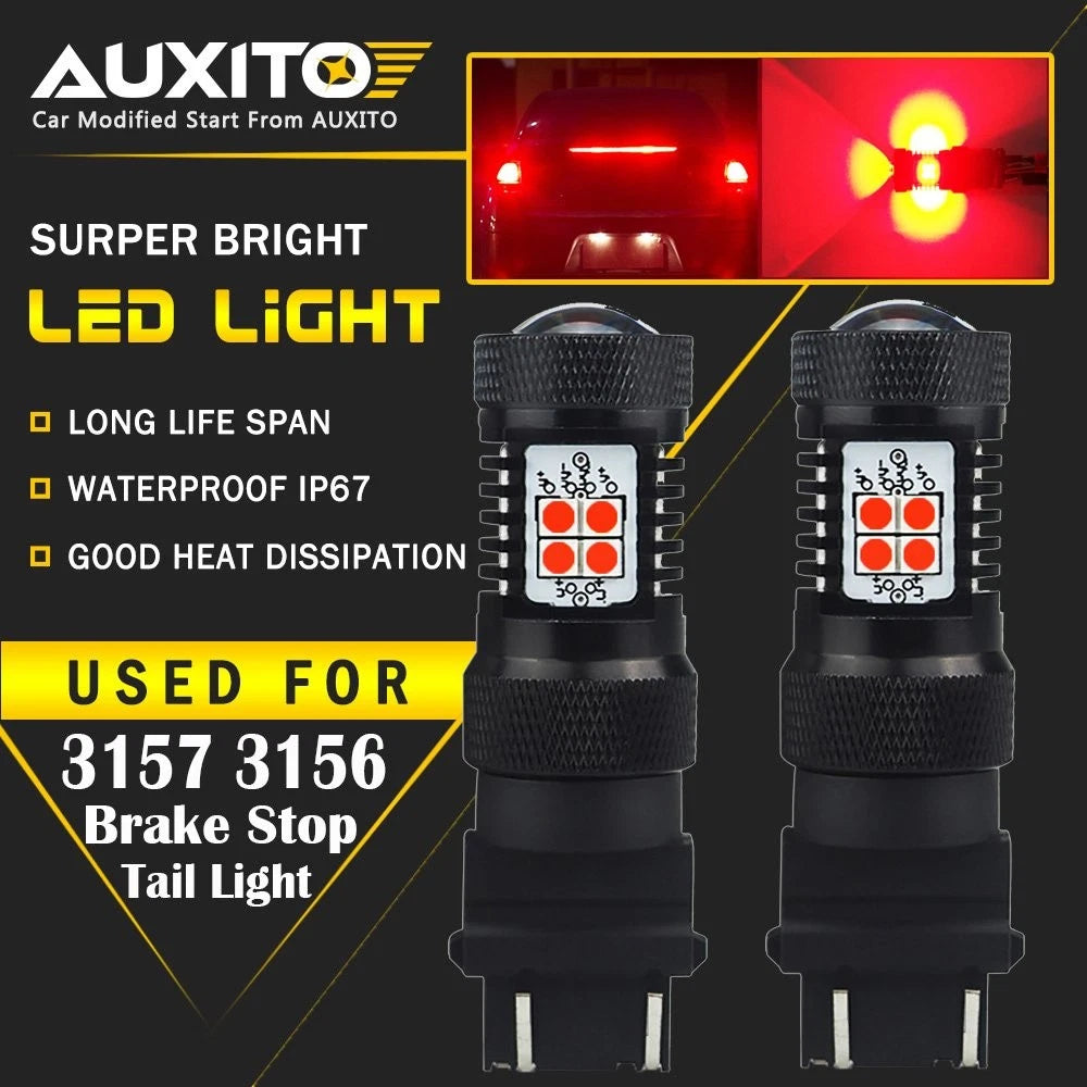 2X 3157 3057 4057 Red LED Tail Brake Light Bulb for Ford F-150 F-250 F-350 (1997–2023)