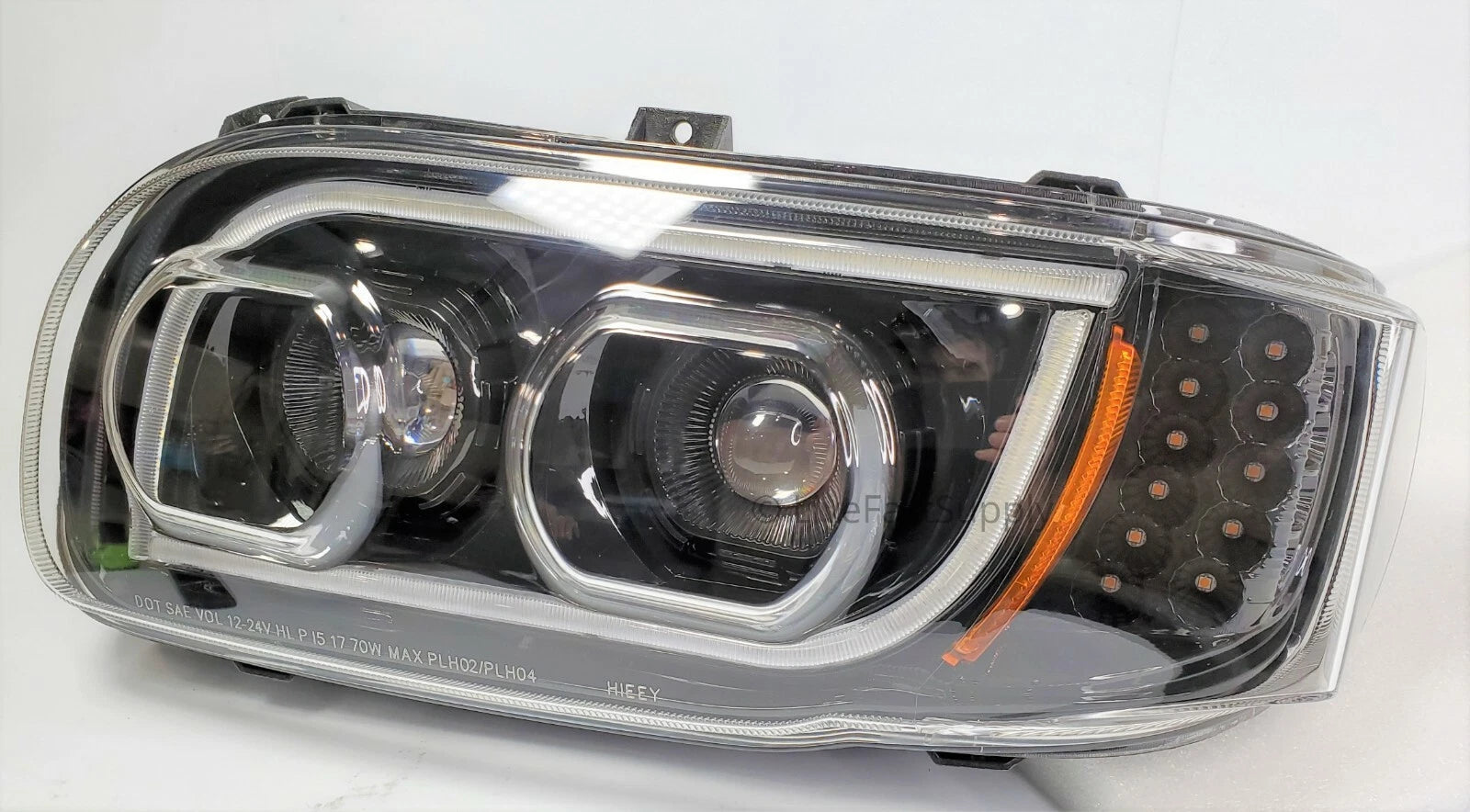 Pair LED Headlights w Dual Function Halo DLR for Peterbilt 388/389 (2013–2025)
