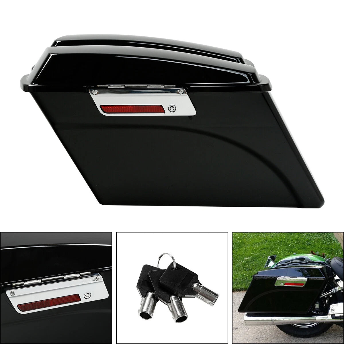 Hard Saddle Bags with Chrome Conversion Brackets for Harley Heritage Softail