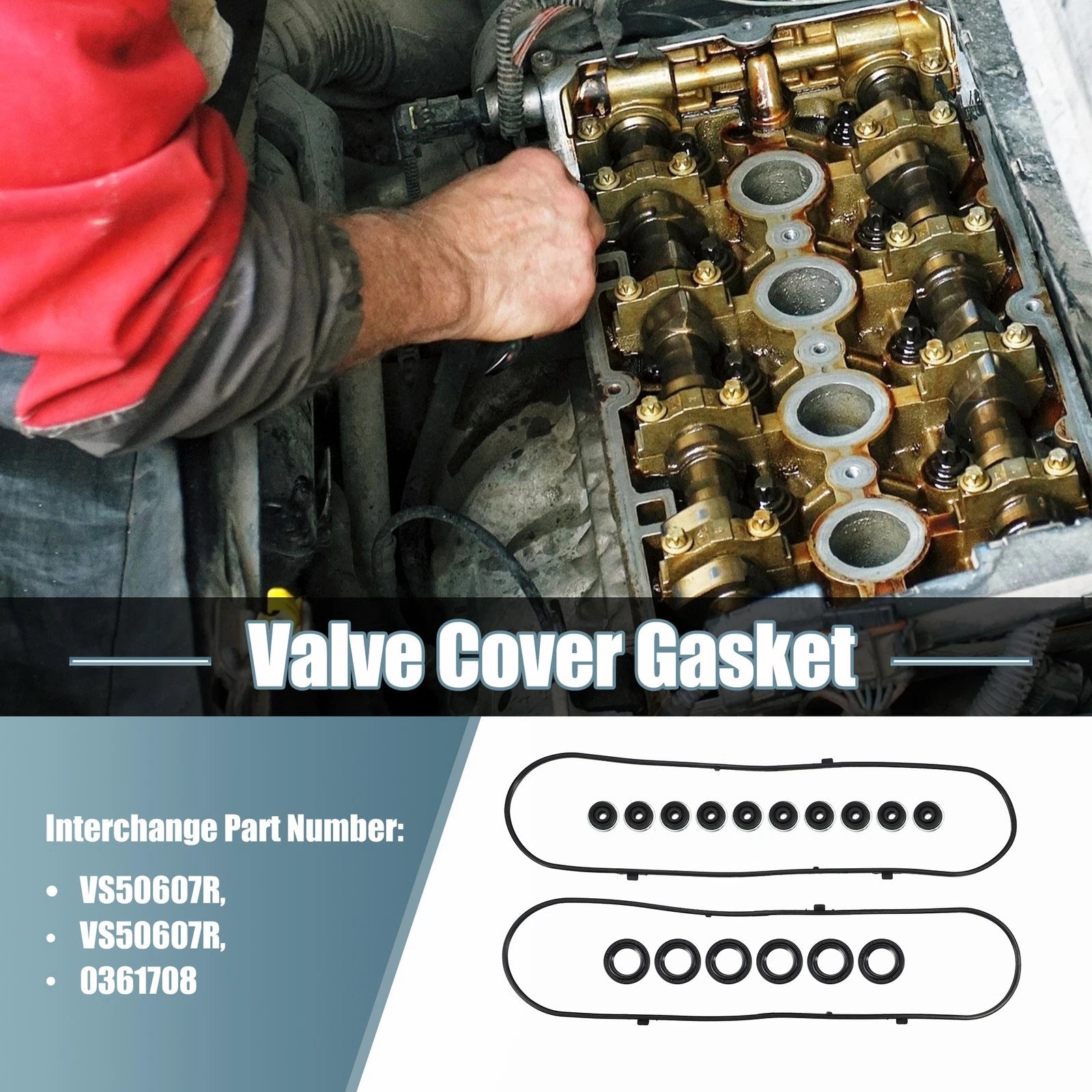 Set of 2 Valve Cover Gasket VS50607R for Acura MDX 3.5L V6 (2003–2006)