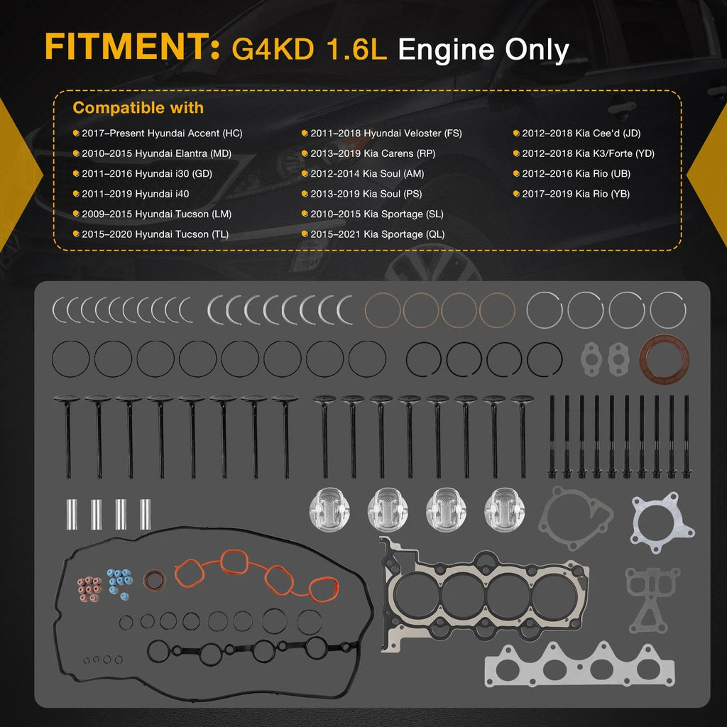 Engine Rebuild Overhaul Kit for Hyundai Kia Soul (G4FD 1.6L)