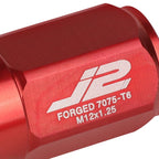 Set of 20 J2 7075 Forged Aluminum M12x1.25 Close-End Lug Nuts w/Adapter Key Red