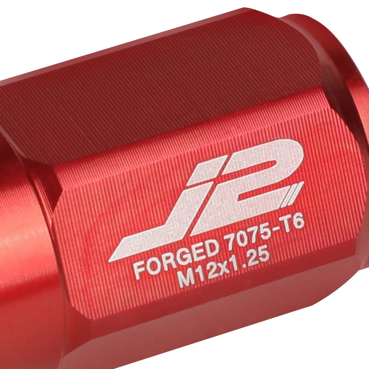 Set of 20 J2 7075 Forged Aluminum M12x1.25 Close-End Lug Nuts w/Adapter Key Red