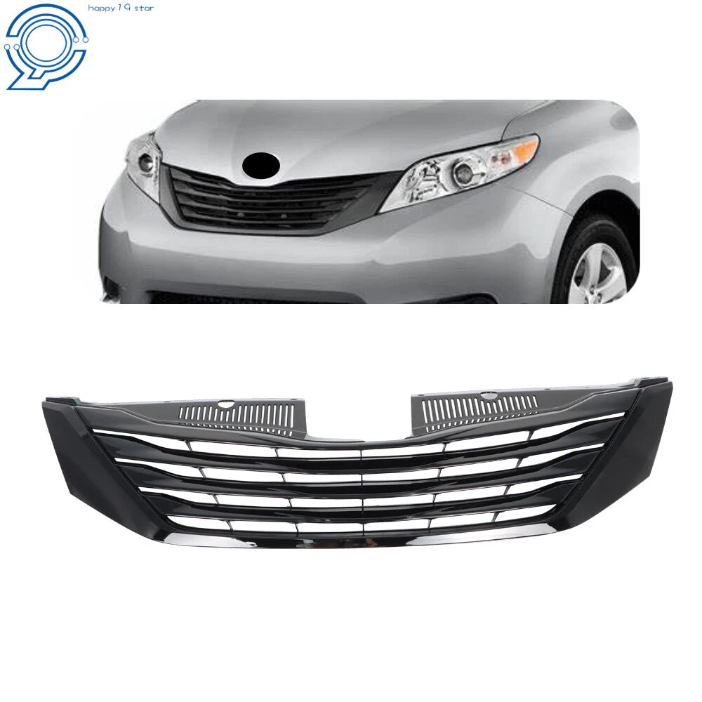 Front Upper Grille for Toyota Sienna (2011–2017) Gloss Black