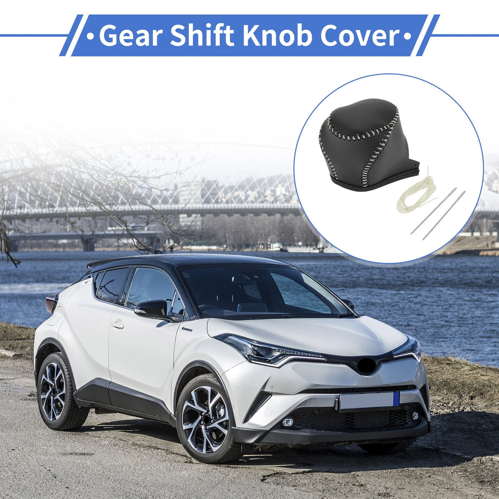 Gear Shift Knob Cover for Toyota CH-R (2017–2021) Black Beige Faux Leather