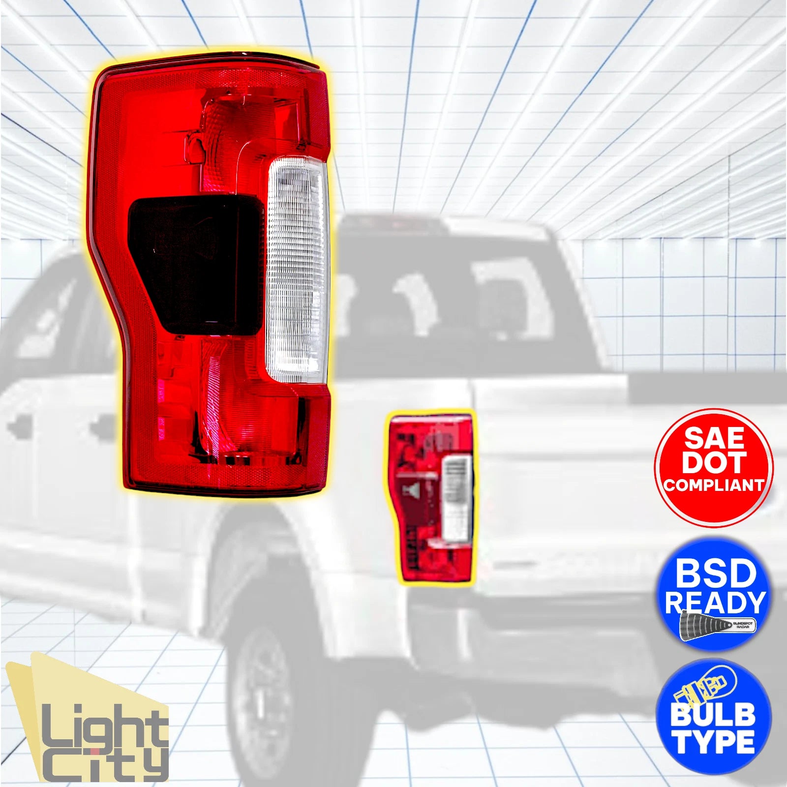 Driver Halogen Tail Lamp w/Blind Spot LH for Ford F250/F350/F450 (2017–2019)