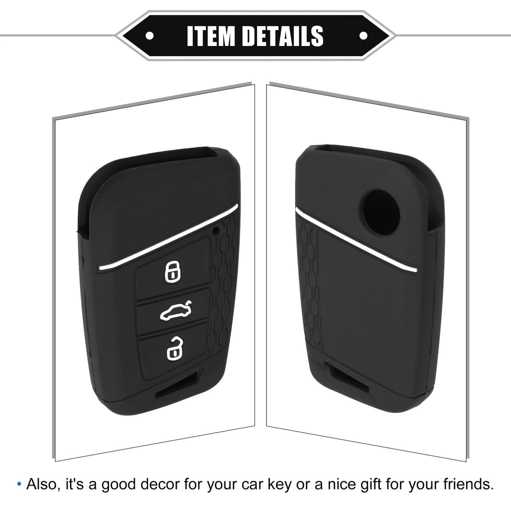 Car Key Fob Cover for Volkswagen Passat B8 (2015–2023) 3 Button Silicone Black