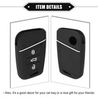 Car Key Fob Cover for Volkswagen Passat B8 (2015–2023) 3 Button Silicone Black
