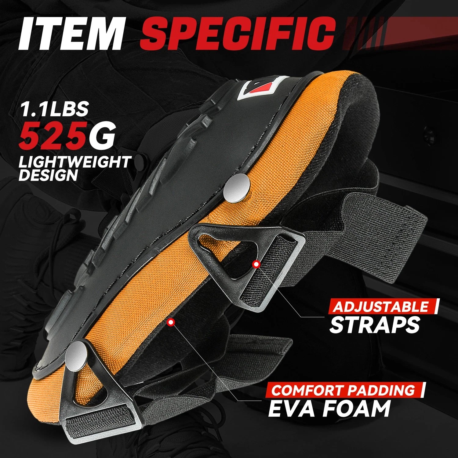 Pair Knee Pads for Hard Shell Protection (Orange)