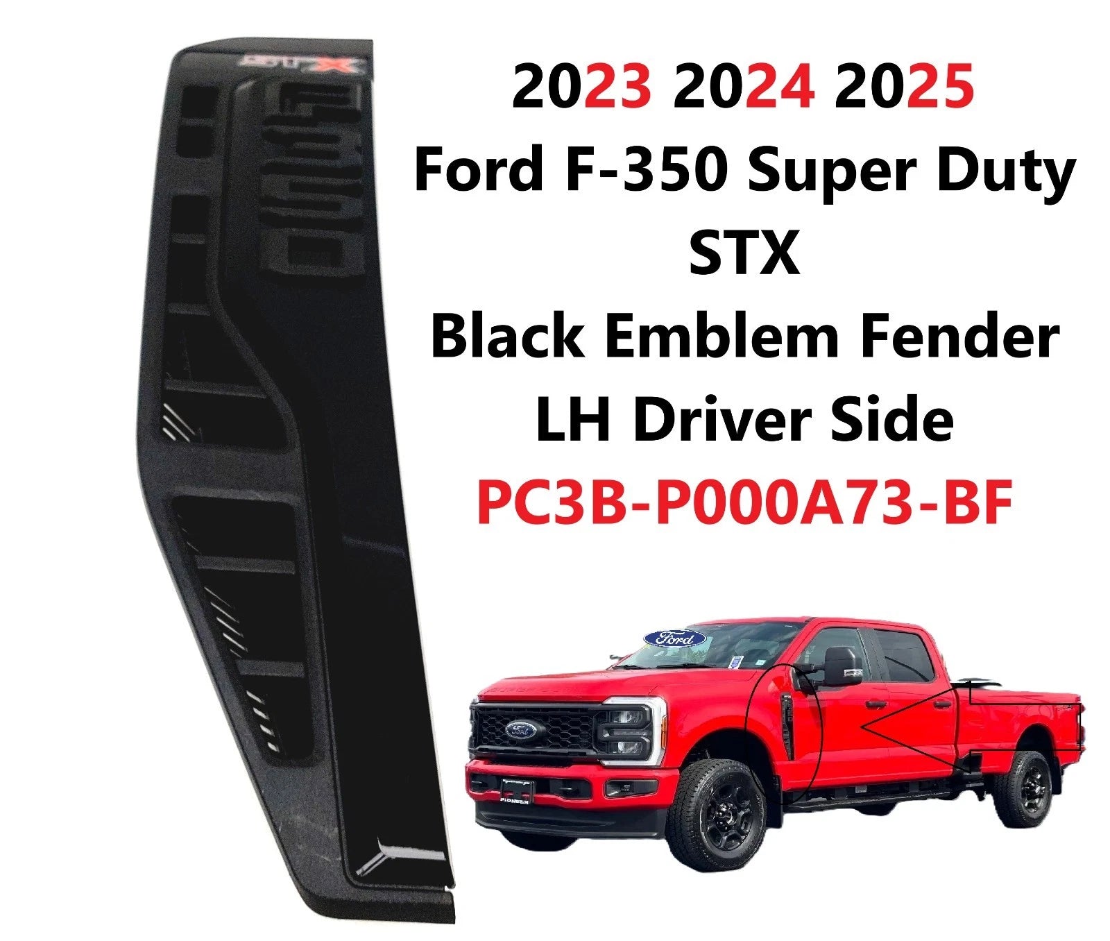 Driver Side Fender Vent Emblem for Ford F350 Super Duty (2023–2026) PC3BP000A73BF