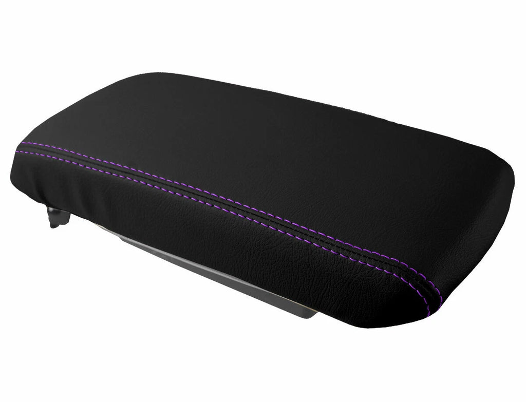 Leather Console Lid Armrest Cover for Dodge Avenger (2008–2014) Purple Stitch