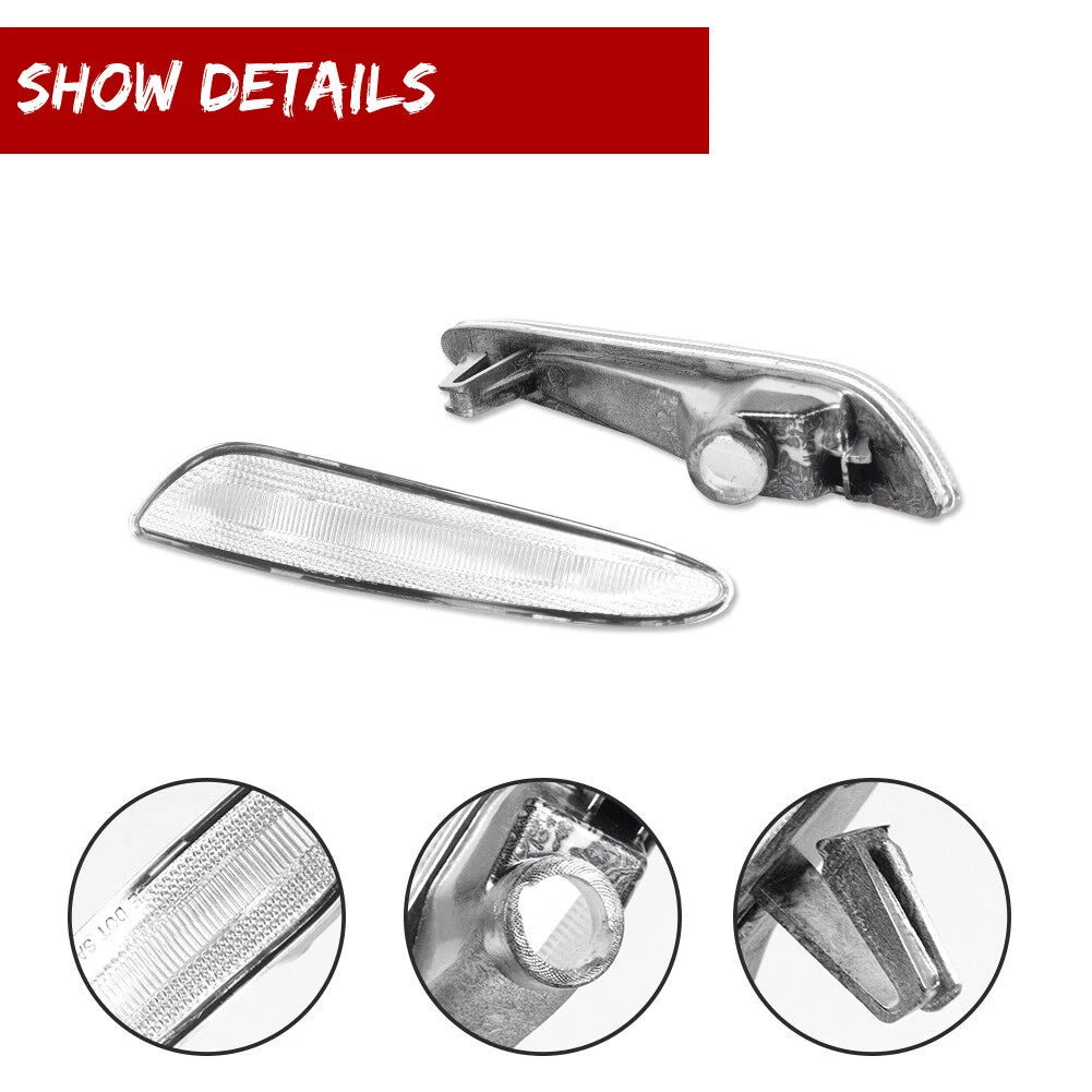 Clear Front Fender Side Marker Light Covers for Mercedes W211 E-Class (2003–2006)