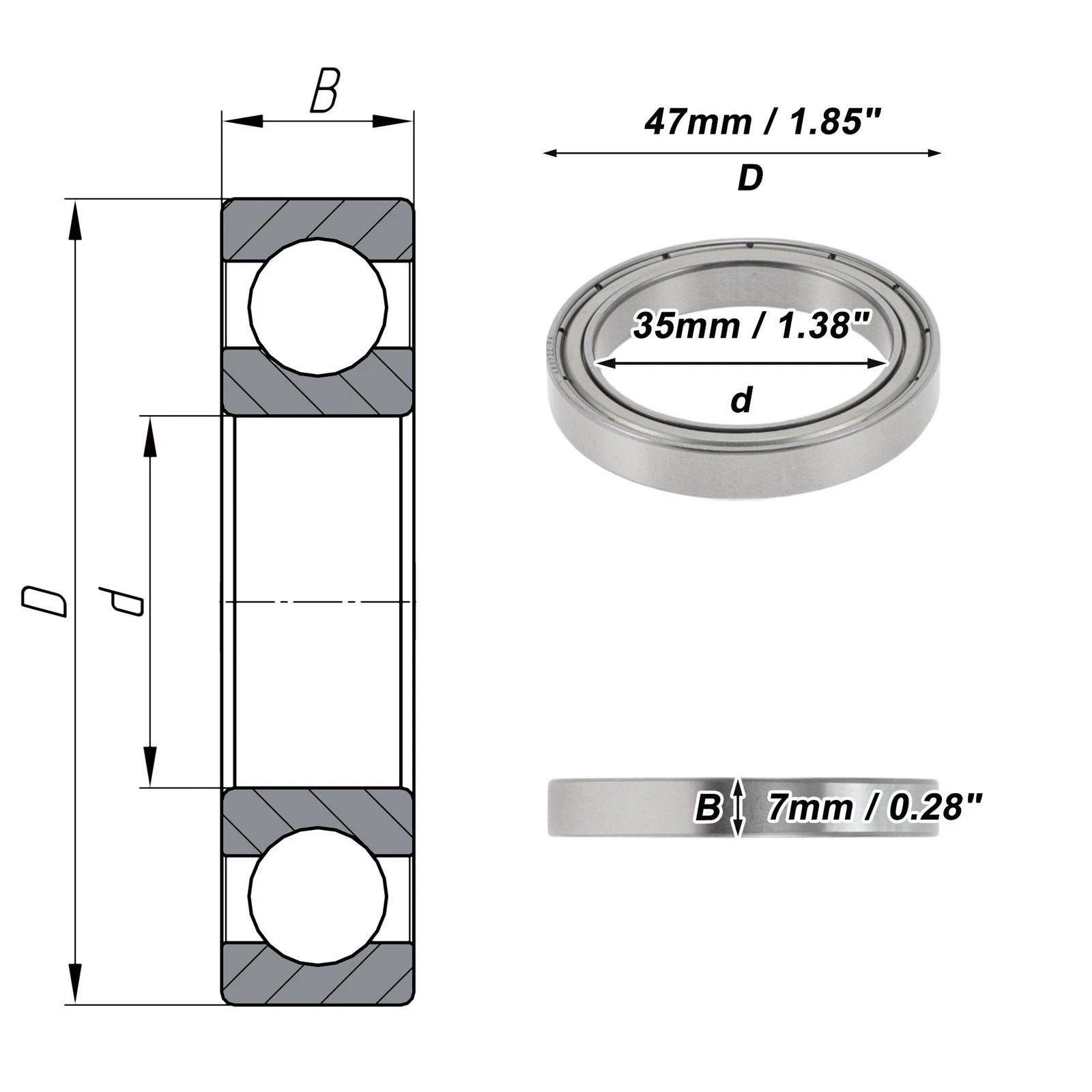 6807ZZ Deep Groove Ball Bearing for Scooter Skateboard Wheel (P4)