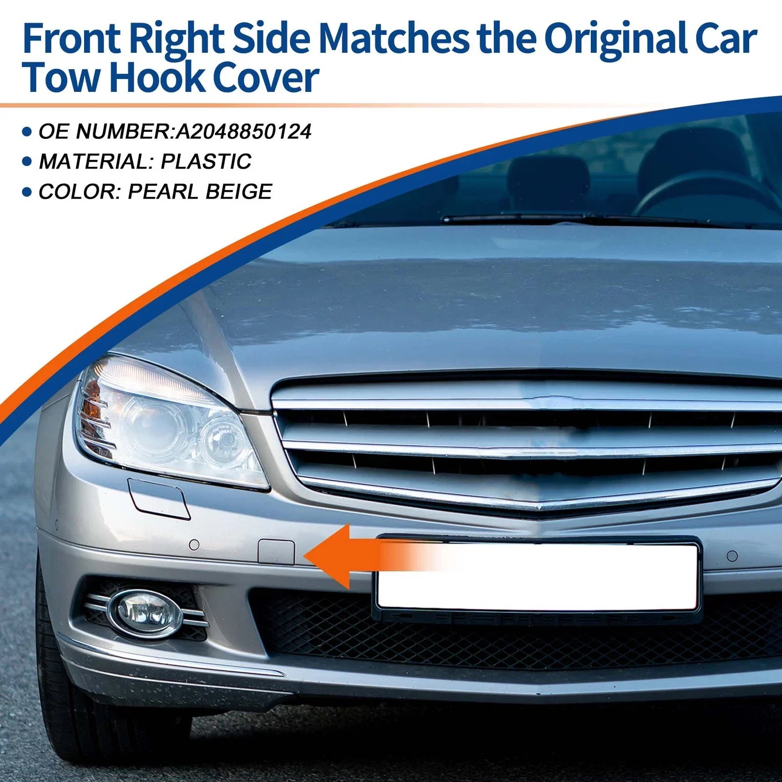Front Car Bumper Tow Hook Cover for Mercedes-Benz C-Class (2015-2021)