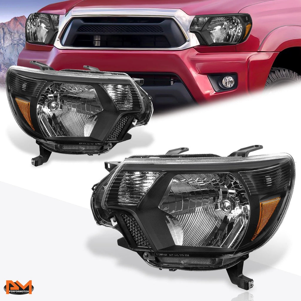 Set of 2 Black Housing Amber Corner Headlights for Tacoma (2012–2015)