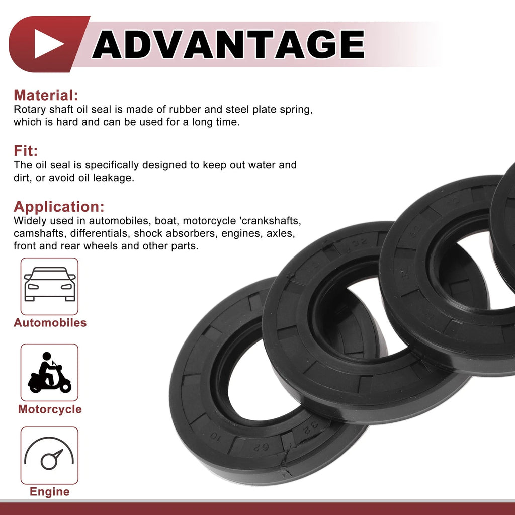 Set of 5 Rotary Shaft Oil Seals 32x62x10mm Nitrile Rubber 672668828656