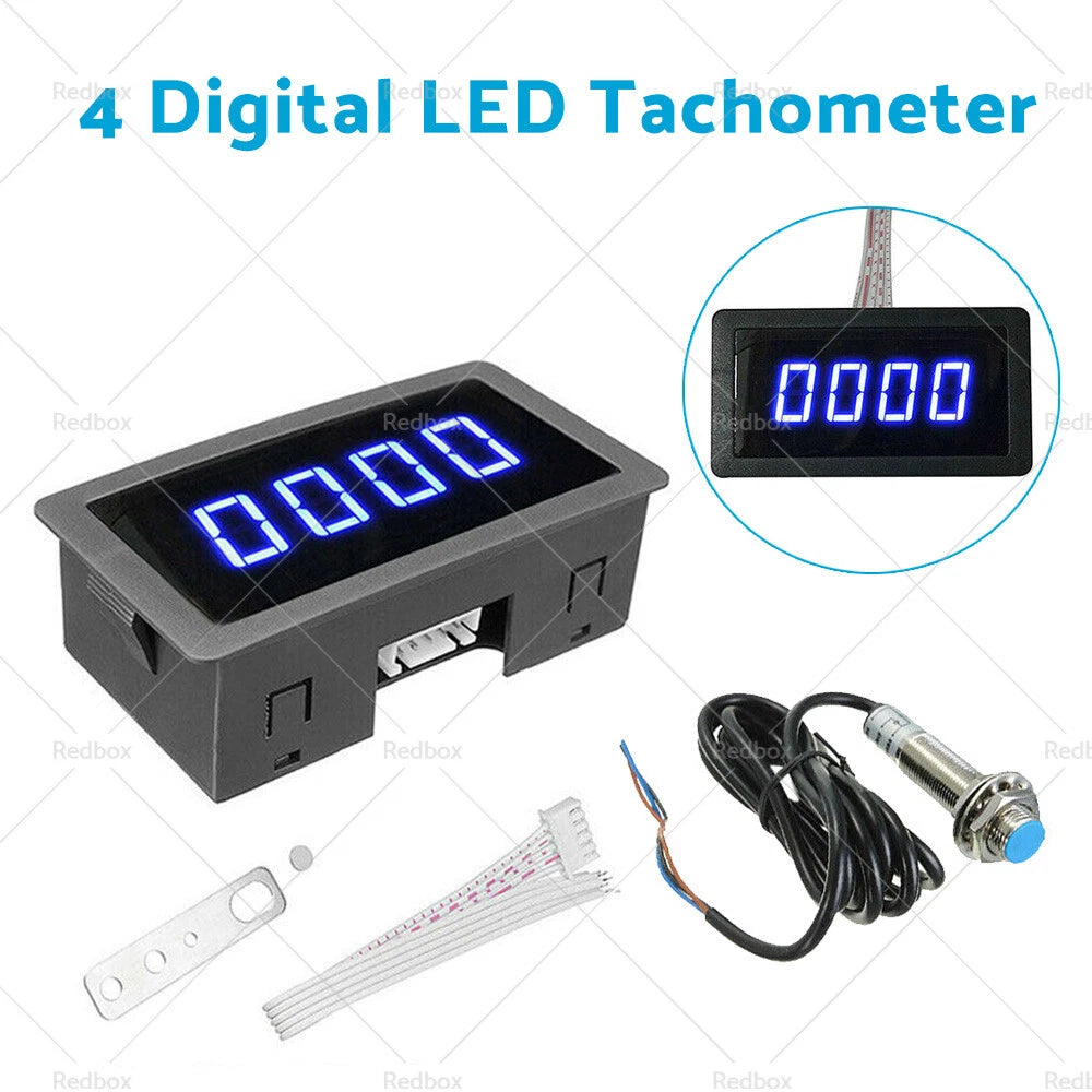 4 Digital LED Tachometer RPM Speed Meter for Universal 12V 24V