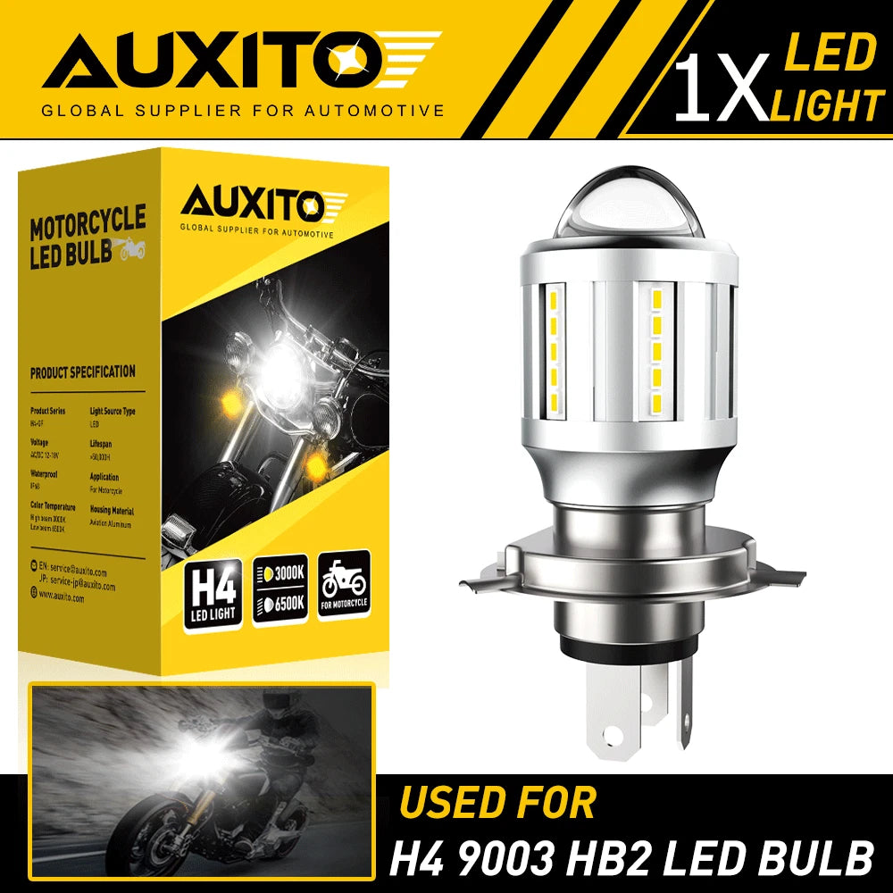 AUXITO H4 9003 HB2 LED Bulb for Motorcycle Headlight (Bi-color)