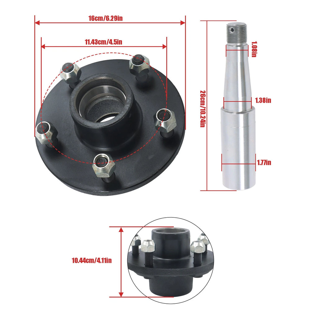 2X 5-Lug Wheel Hub Kits for 8.25-Inch Spindles