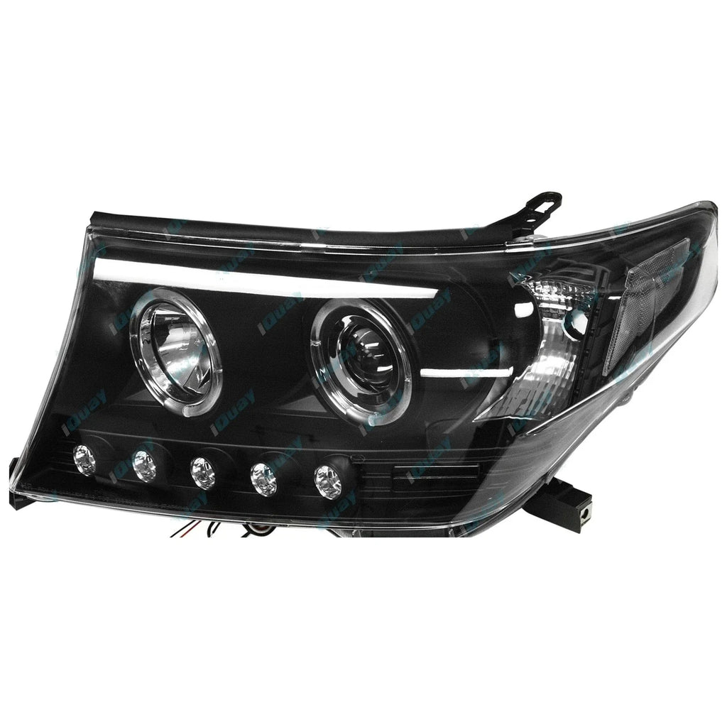 Angel-eye Projector LED BLACK Headlights for Toyota Landcruiser 200 07-15