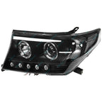 Angel-eye Projector LED BLACK Headlights for Toyota Landcruiser 200 07-15
