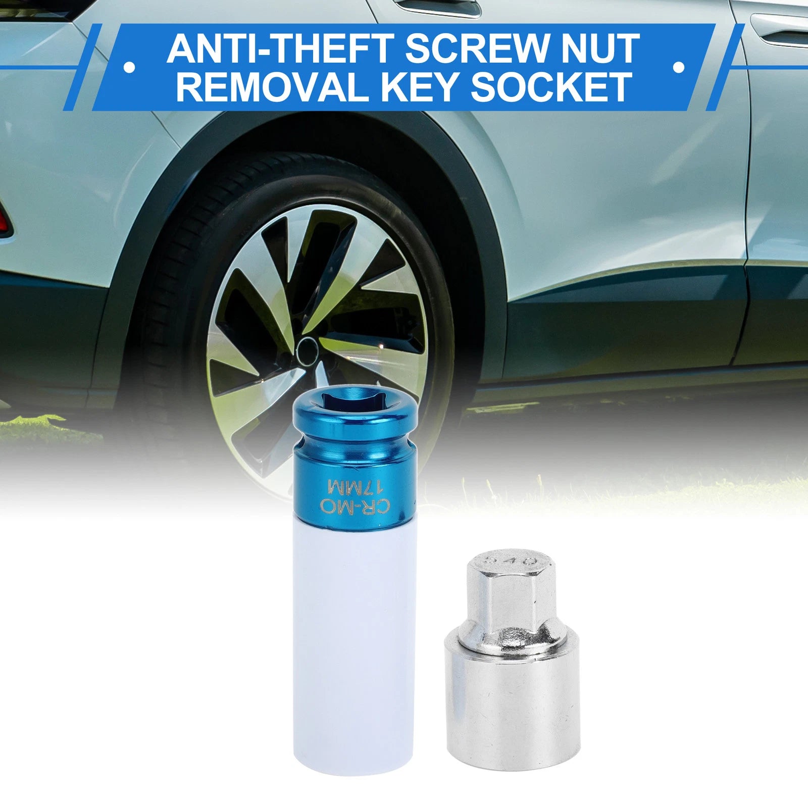 Set of 4 Wheel Lock Lug Nuts for VW (with Antitheft Removal Key)