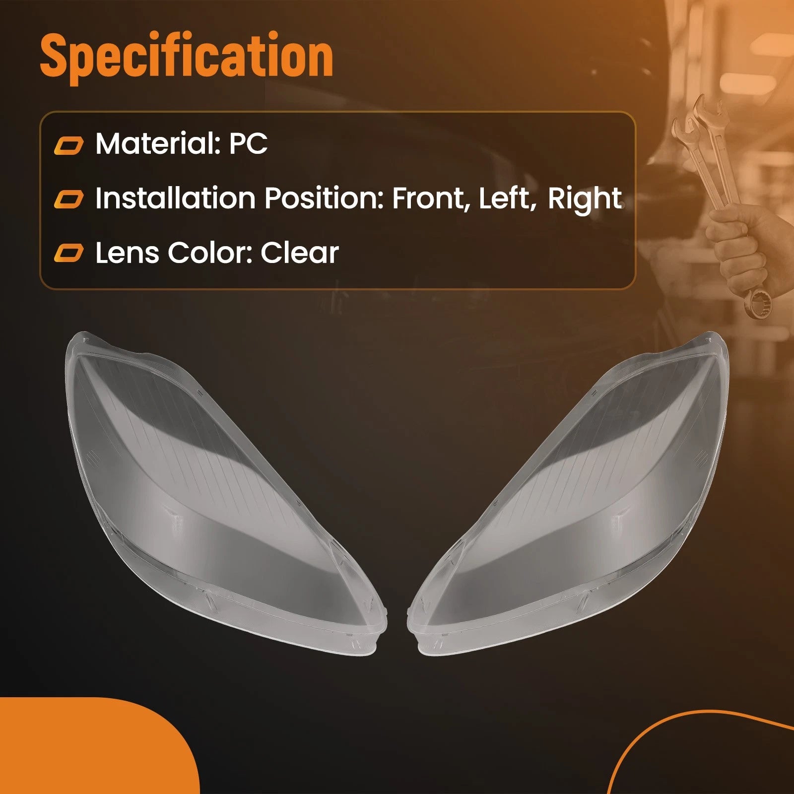 Clear Headlight Lens Cover for Buick Enclave (2008–2012) Left Right