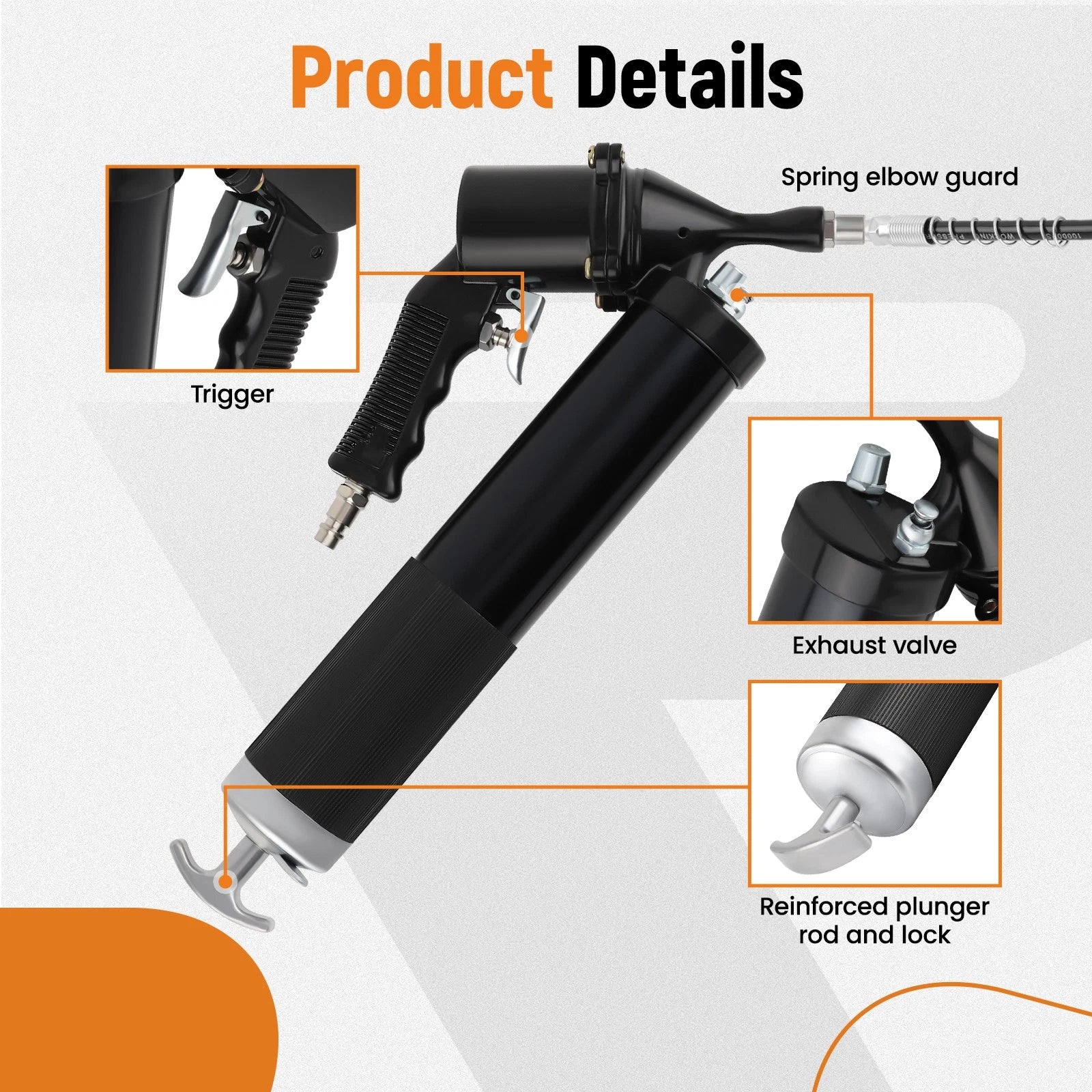 Pneumatic Air-Operated Grease Gun for Automotive Use (6000 PSI)