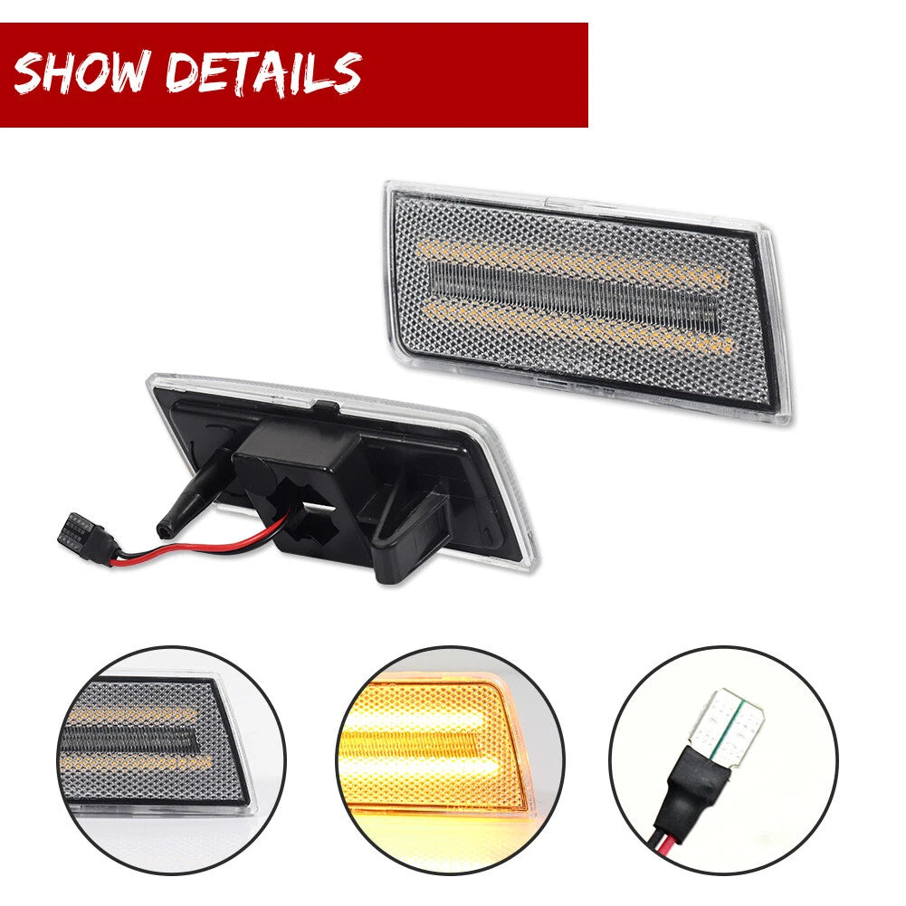 2X Clear Lens Amber LED Front Side Marker Lights for Chrysler 300 (2005–2010)