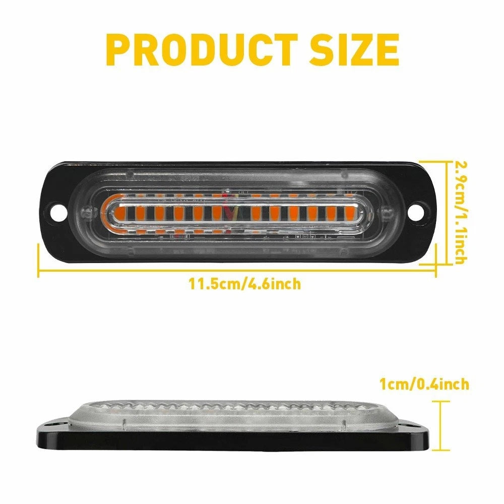 8x LED Strobe Light Bar for Car Truck Amber Hazard Beacon