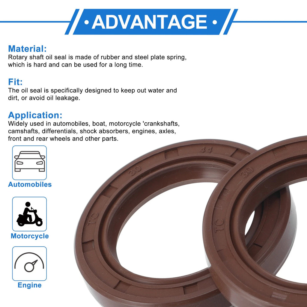 2X Oil Seal Rotary Shaft Seal FKM Rubber 30x44x7mm for [Make Model] 