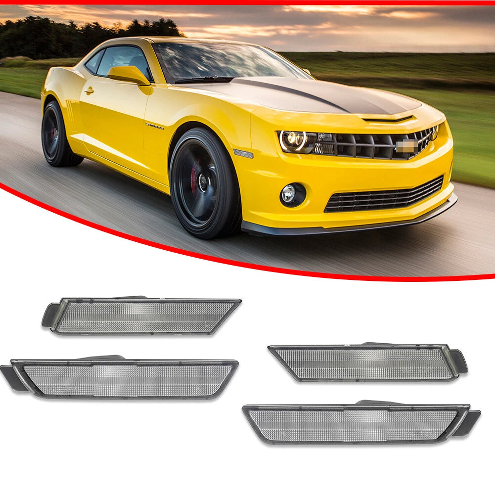 Set of 4 Clear Lens Front & Rear Side Marker Lights for Chevy Camaro (2010–2015)