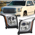 Set of 2 Headlight Replacement for GMC Yukon XL (2015–2017) Chrome Halogen