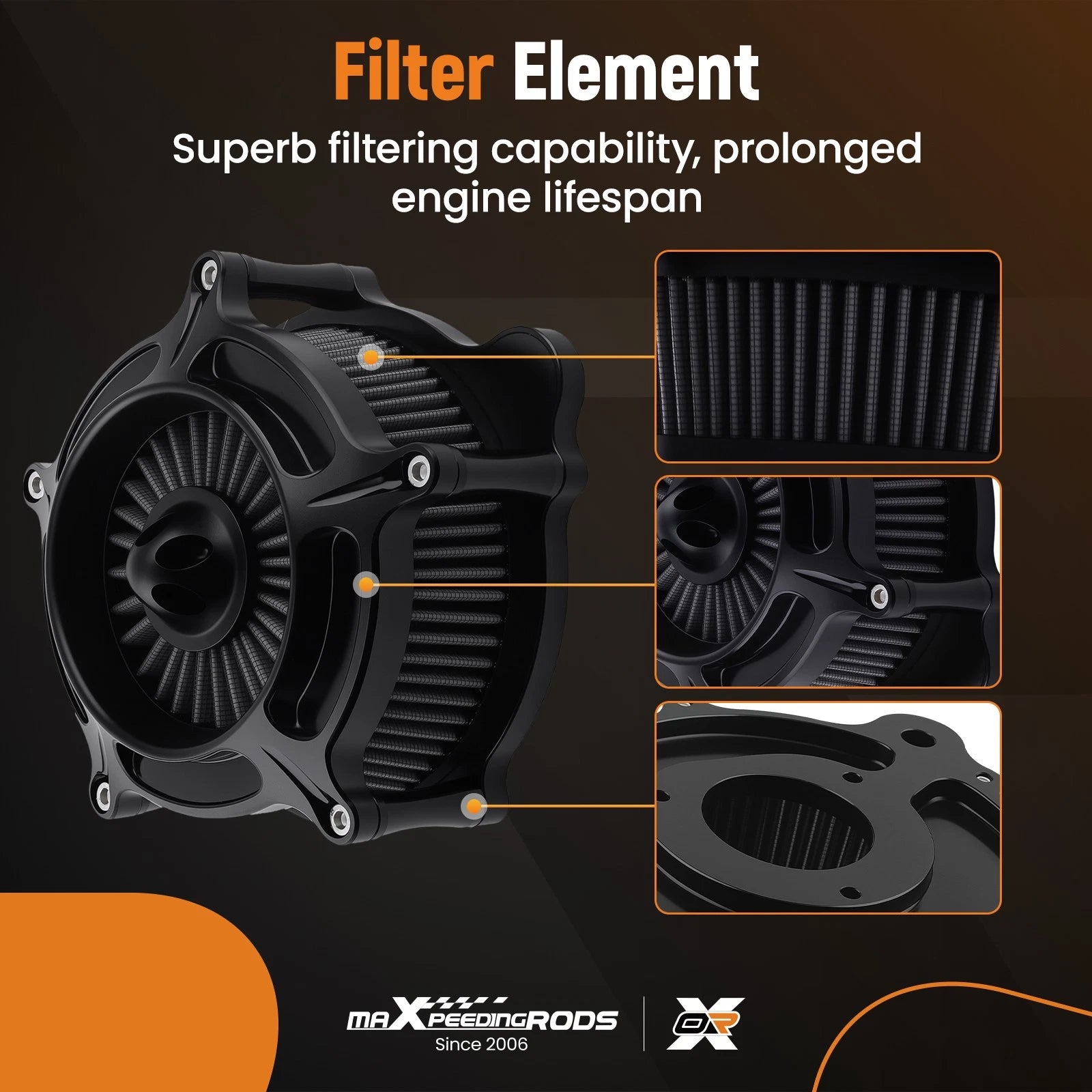 Air Cleaner for Harley Dyna FXDLS (2017) Black Billet Aluminum Filter Kit