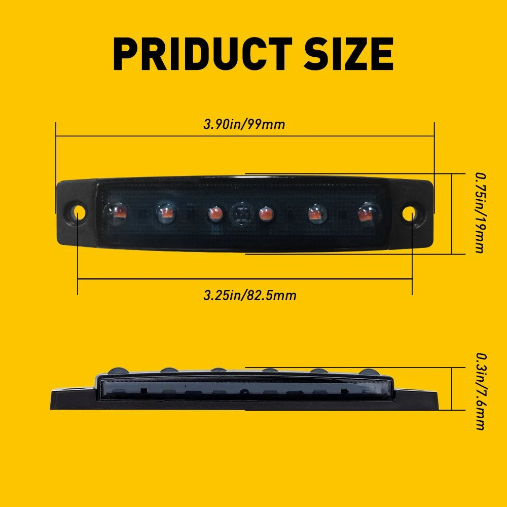 Amber Smoked LED Running Lights for Truck Trailer (Waterproof)