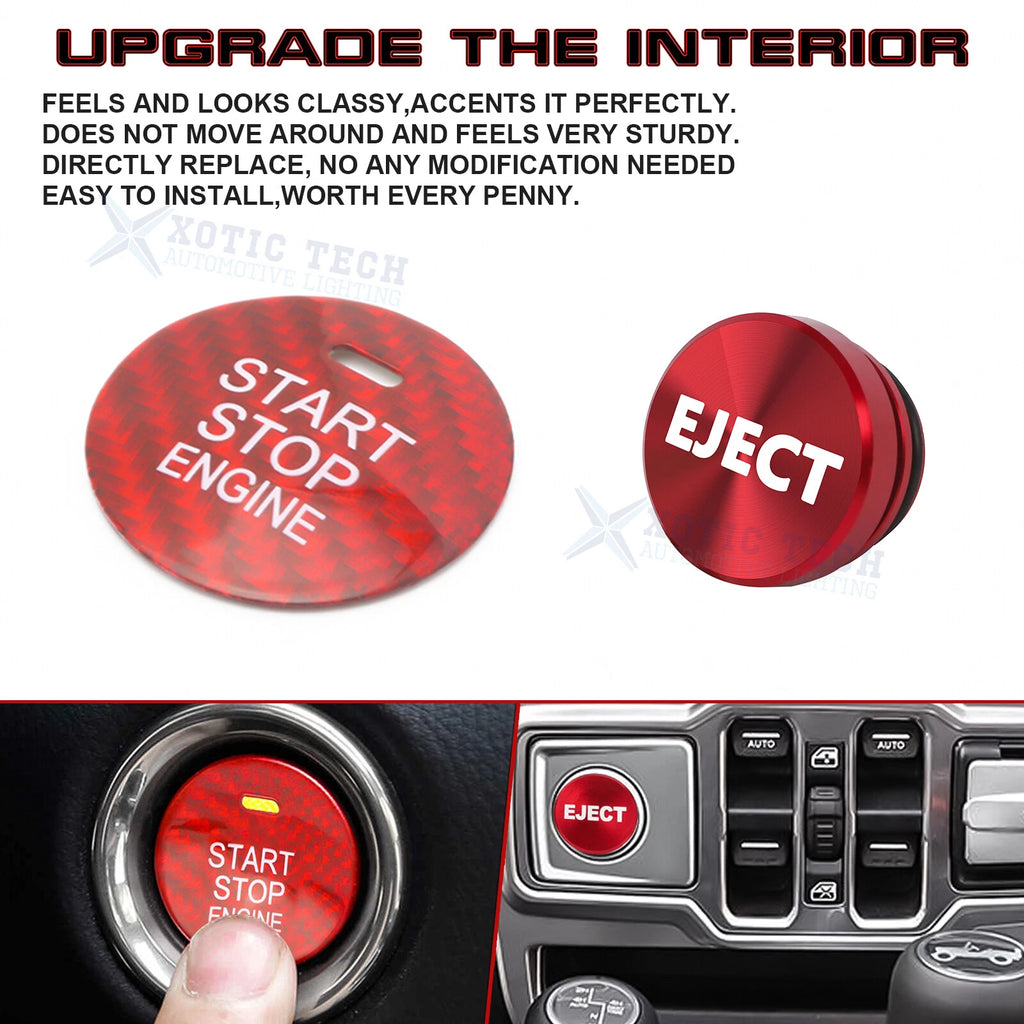 Carbon Engine Start + Cigarette Lighter Eject Button Cover for Mazda 3 6 CX-3 (2014-2021)