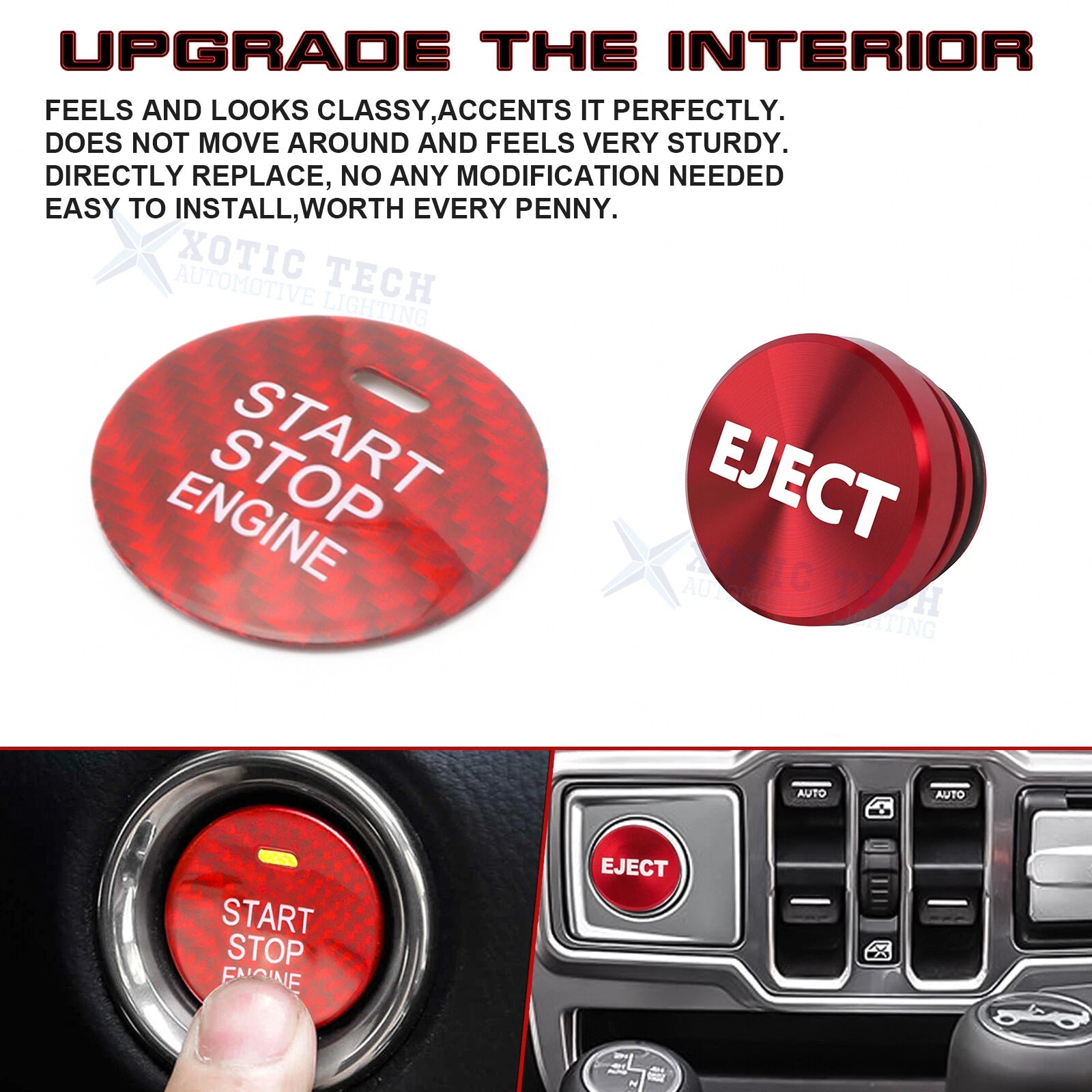 Carbon Engine Start + Cigarette Lighter Eject Button Cover for Mazda 3 6 CX-3 (2014-2021)